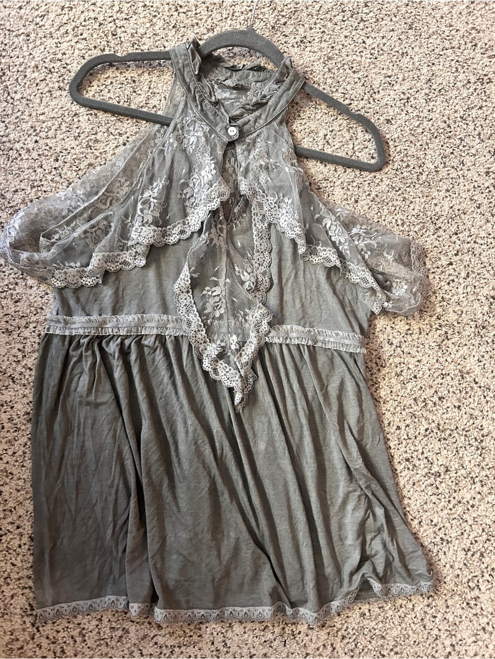 POL grey Lace Halter Camisole